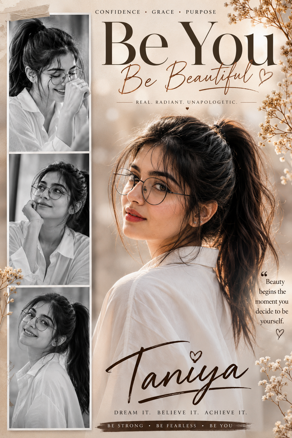 Be You, Be Beautiful – Aesthetic Collage Portrait AI Photo Editing Prompt 2026