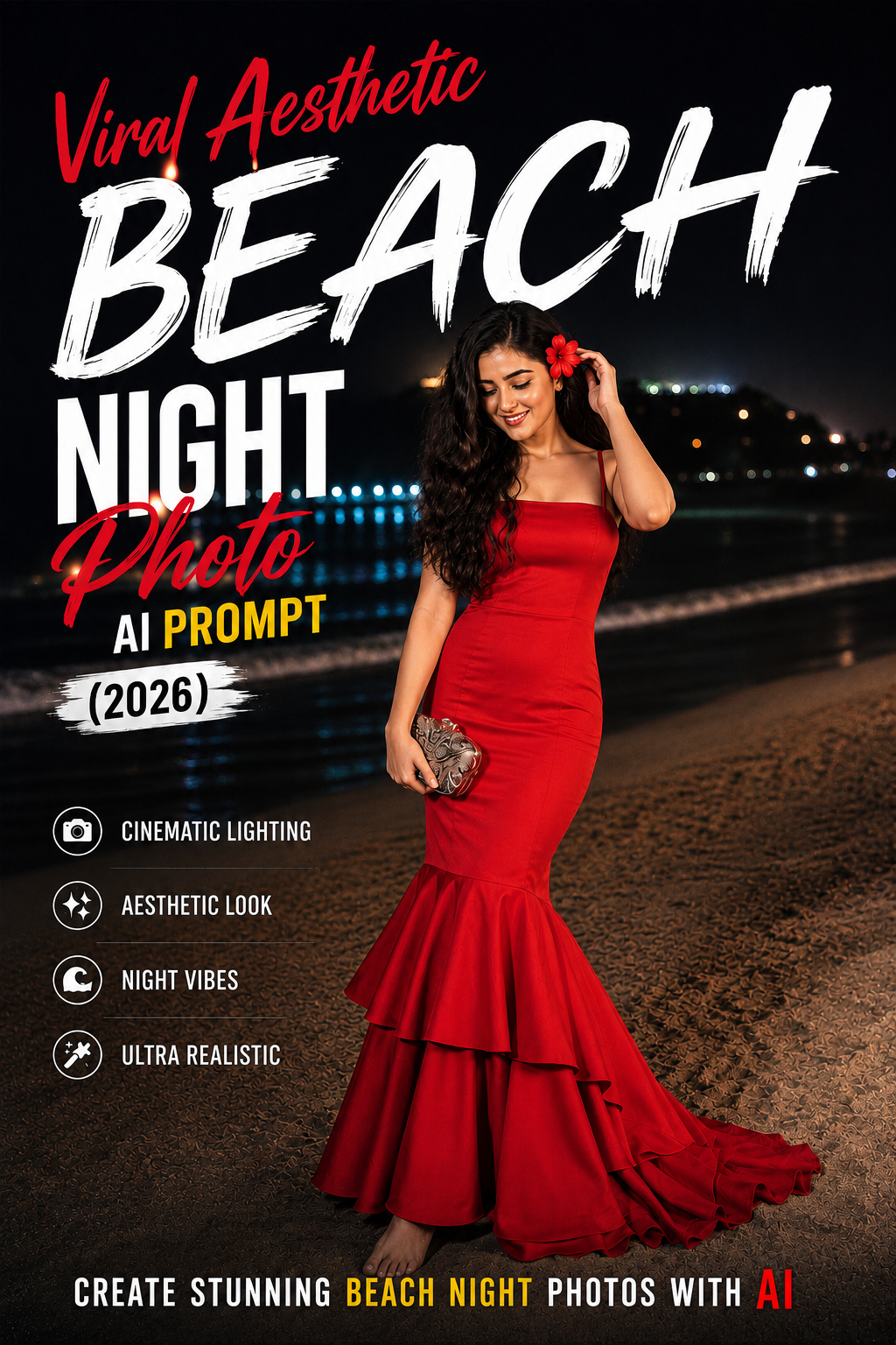 Viral Aesthetic Beach Night Photo AI Prompt (2026)