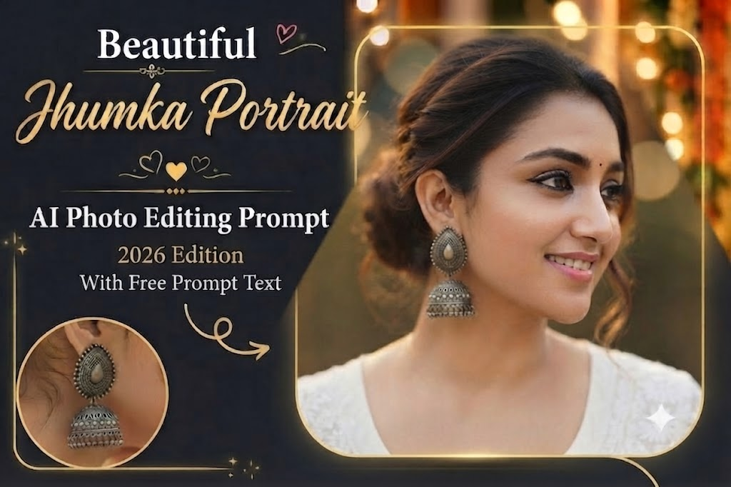 Beautiful Jhumka Portrait AI Photo Editing Prompt 2026